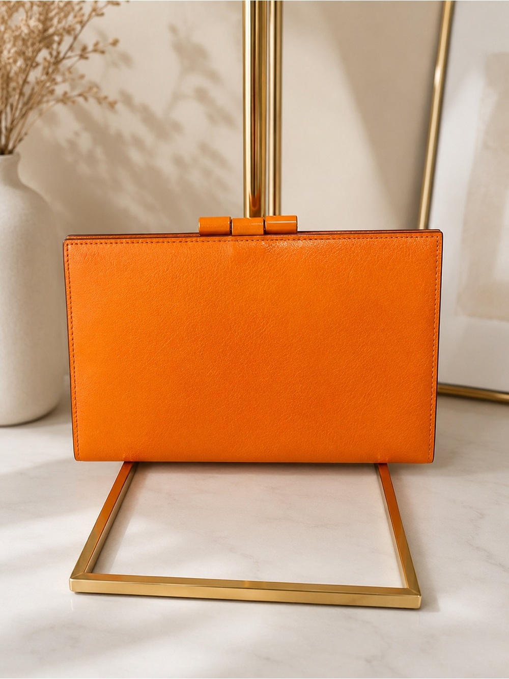 Like New Hermes Orange Leather Agenda Cover/ Wallet